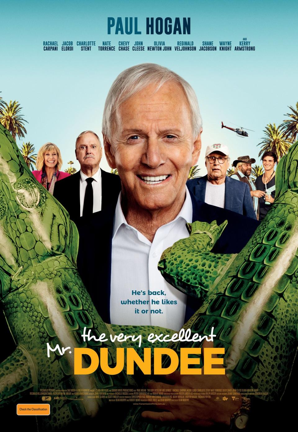 Hogan is joined by stars like John Cleese, Chevy Chase and Olivia Newton-John in The Very Excellent Mr. Dundee. (Photo: Piccadilly Pictures)