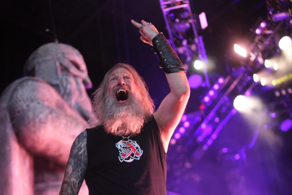 Amon Amarth opens for Ghost at the American Family Insurance Amphitheater in Milwaukee on Saturday, Aug. 12, 2023.