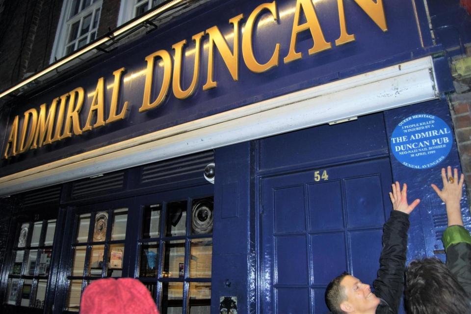 A plaque on the Admiral Duncan pub