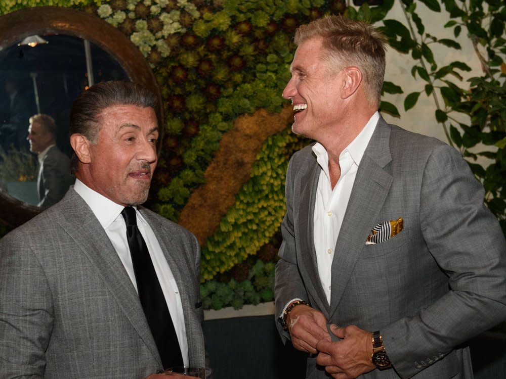 Gute Kumpels: Sylvester Stallone (l.) und Dolph Lundgren (hier 2016). (Bild: imago/ZUMA Wire)