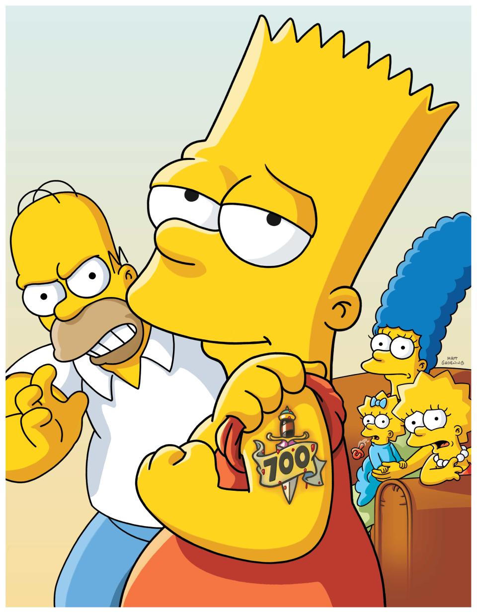 Of course, Bart Simpsons got a tattoo to celebrate the 700th episode of Fox's 