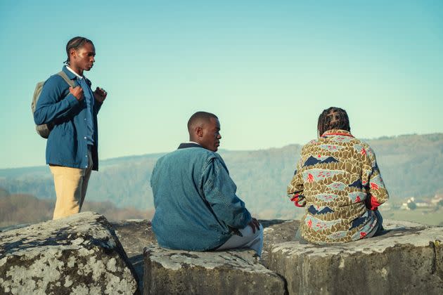 Kedar Williams-Stirling as Jackson (left), Ncuti Gatwa as Eric and Dua Saleh as Cal in Netflix's fourth and final season of 