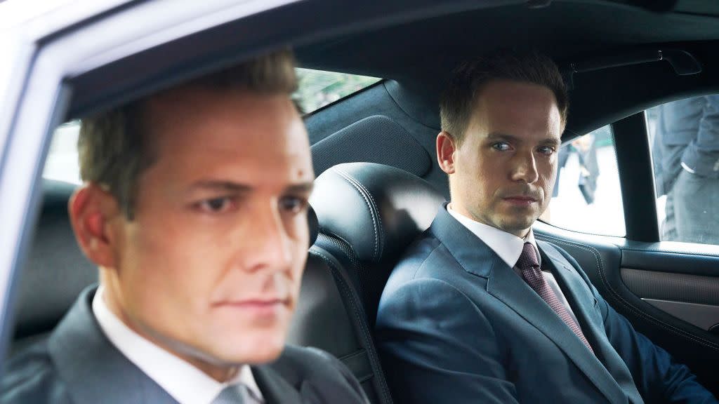 suits inevitable episode 713 pictured l r gabriel macht as harvey specter, patrick j adams as mike ross photo by ian watsonusa networknbcu photo banknbcuniversal via getty images