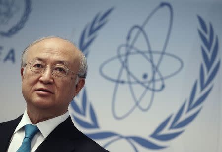 International Atomic Energy Agency (IAEA) Director General Yukiya Amano addresses a news conference after a board of governors meeting at the IAEA headquarters in Vienna June 2, 2014. REUTERS/Heinz-Peter Bader