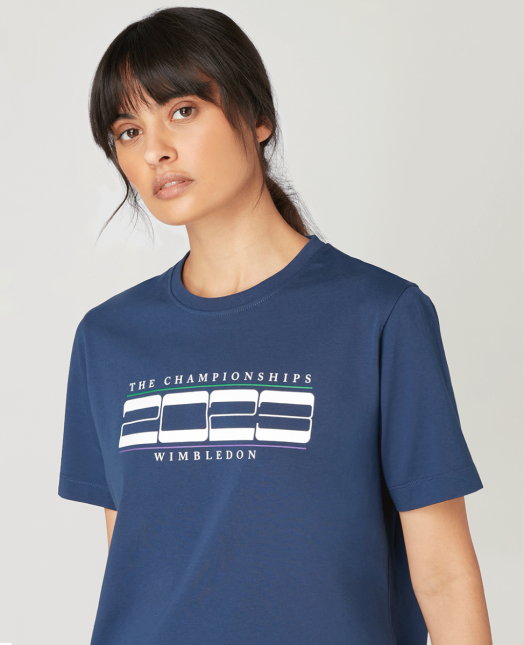 <p><a href="https://shop.wimbledon.com/womens-linear-2023-t-shirt-navy-23wj01" rel="nofollow noopener" target="_blank" data-ylk="slk:Shop Now;elm:context_link;itc:0;sec:content-canvas" class="link ">Shop Now</a></p><p>Womens Linear 2023 T-Shirt - Navy</p><p>£40.00</p><p>wimbledon.com</p>