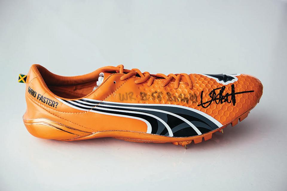 Usain Bolt’s world record-winning Puma shoe. - Credit: Dirk Bruniecki