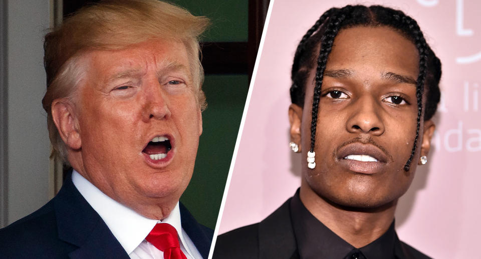 President Donald Trump and A$AP Rocky. (Photos: Carolyn Kaster/AP, Theo Wargo/Getty Images)