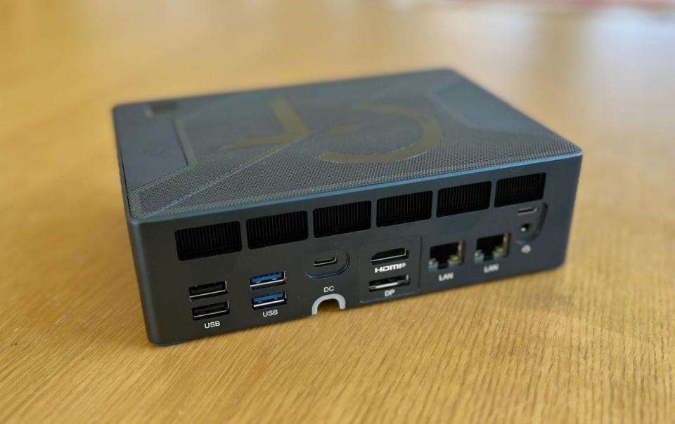 The rear of the Beelink GTR7; it has lots and lots of ports.