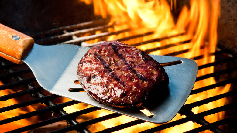 Burger on a spatula