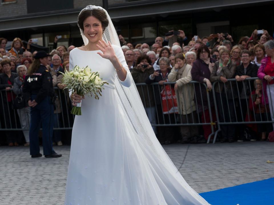 Princess Viktória Cservenyák of the Netherlands on her wedding day.