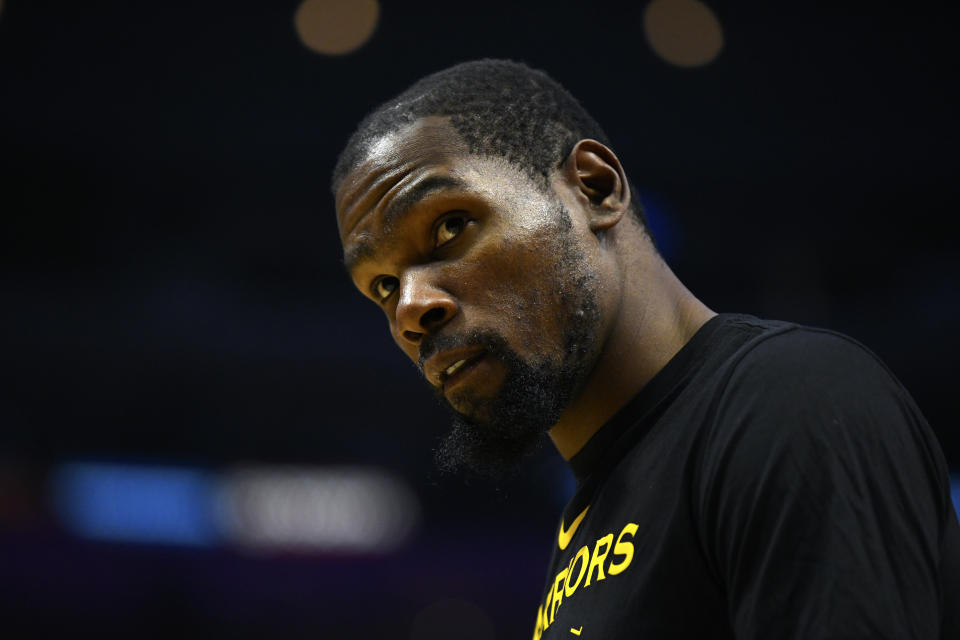 Kevin Durant’s response to a heckler was a prime example of why opposing fans target him to begin with. (Getty)
