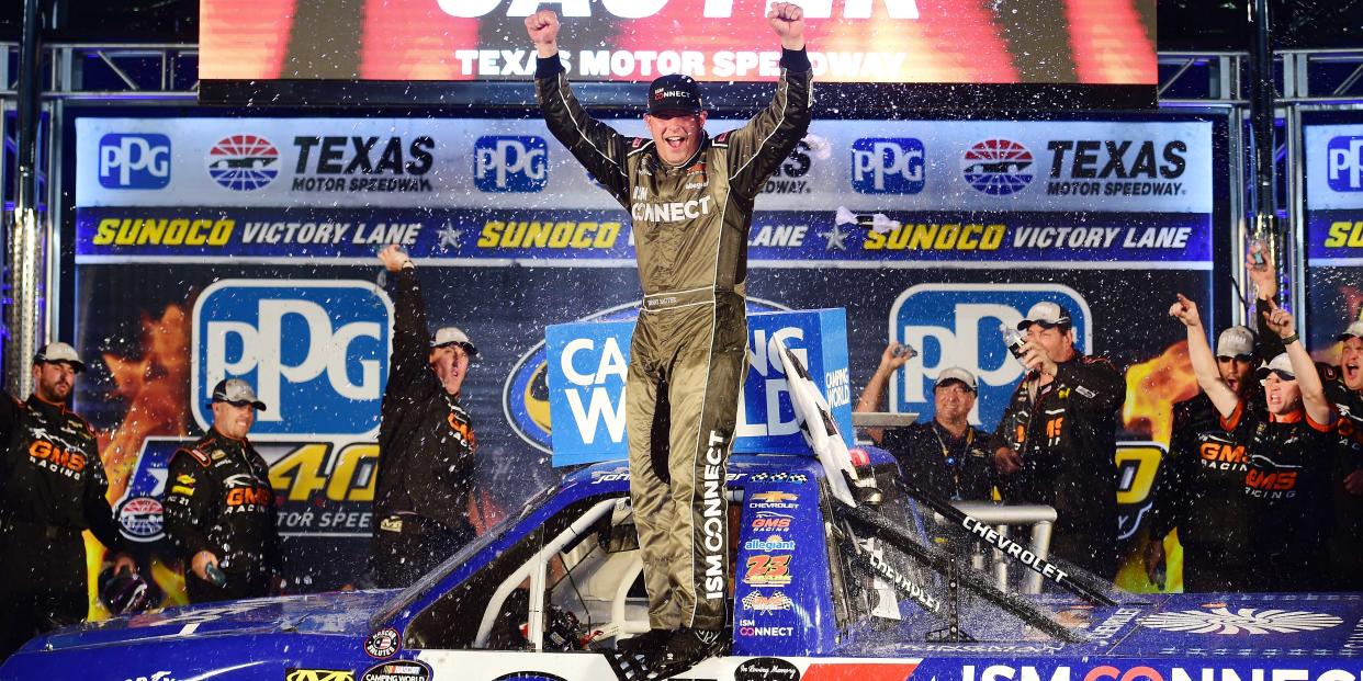 FORT WORTH, Texas — Johnny Sauter continued his uncanny mastery of Texas Motor Speedway Friday night, holding off Stewart Friesen on a three-lap shootout to win the 22nd annual PPG 400 NASCAR Camping World Truck Series race. The series points leader, Sauter posted his fifth career win on the 1.5-mile oval and fourth in eight …