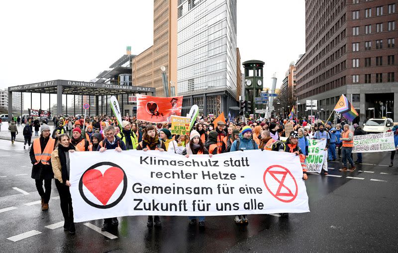 People protest against right-wing extremism and for the protection of democracy, in Berlin