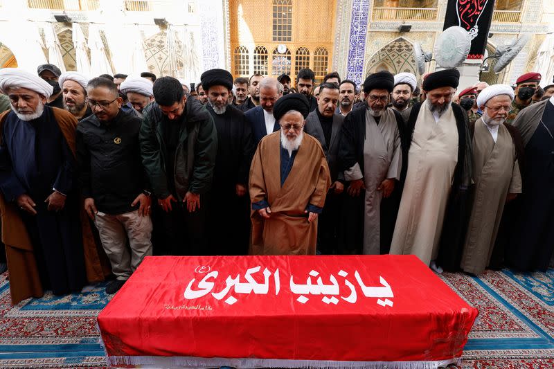 Funeral of senior adviser for Iran's Revolutionary Guards, Sayyed Razi Mousavi, in Najaf