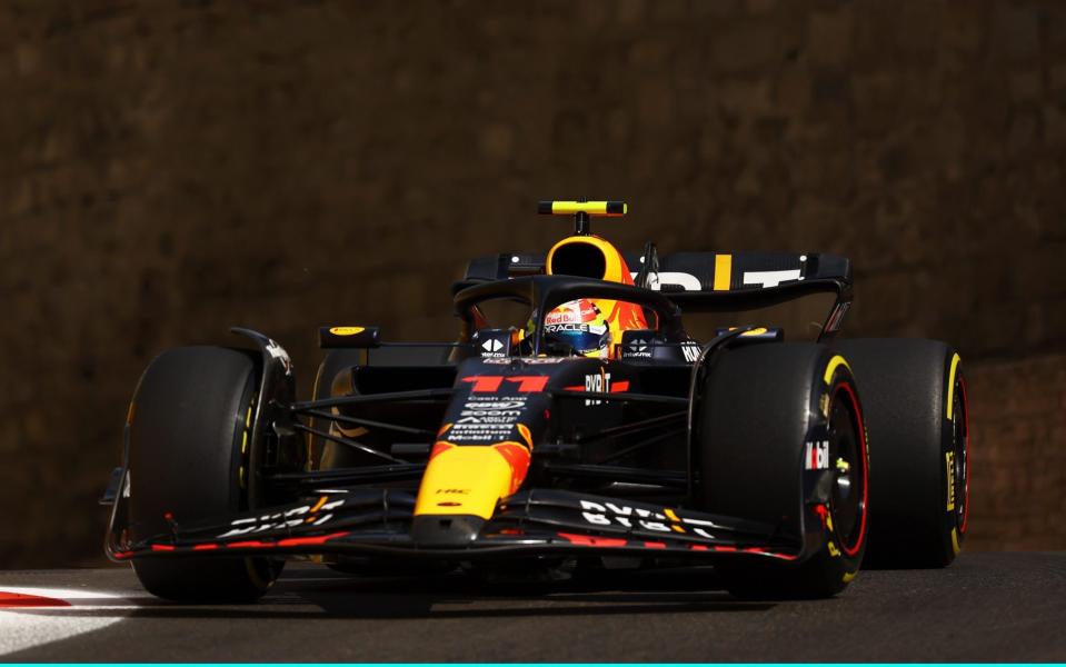 Sergio Perez of Mexico driving the (11) Oracle Red Bull Racing RB19 on track during the F1 Grand Prix of Azerbaijan at Baku City Circuit on April 30, 2023 in Baku, Azerbaijan - Francois Nel/Getty Images