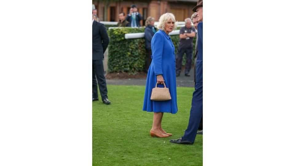 Camilla looked so glamorous in the bright blue coat dress