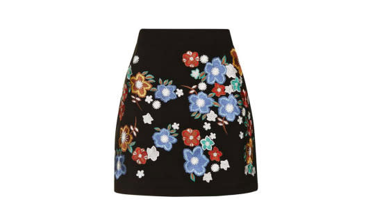 Topshop Floral Embroidered A-line Mini Skirt