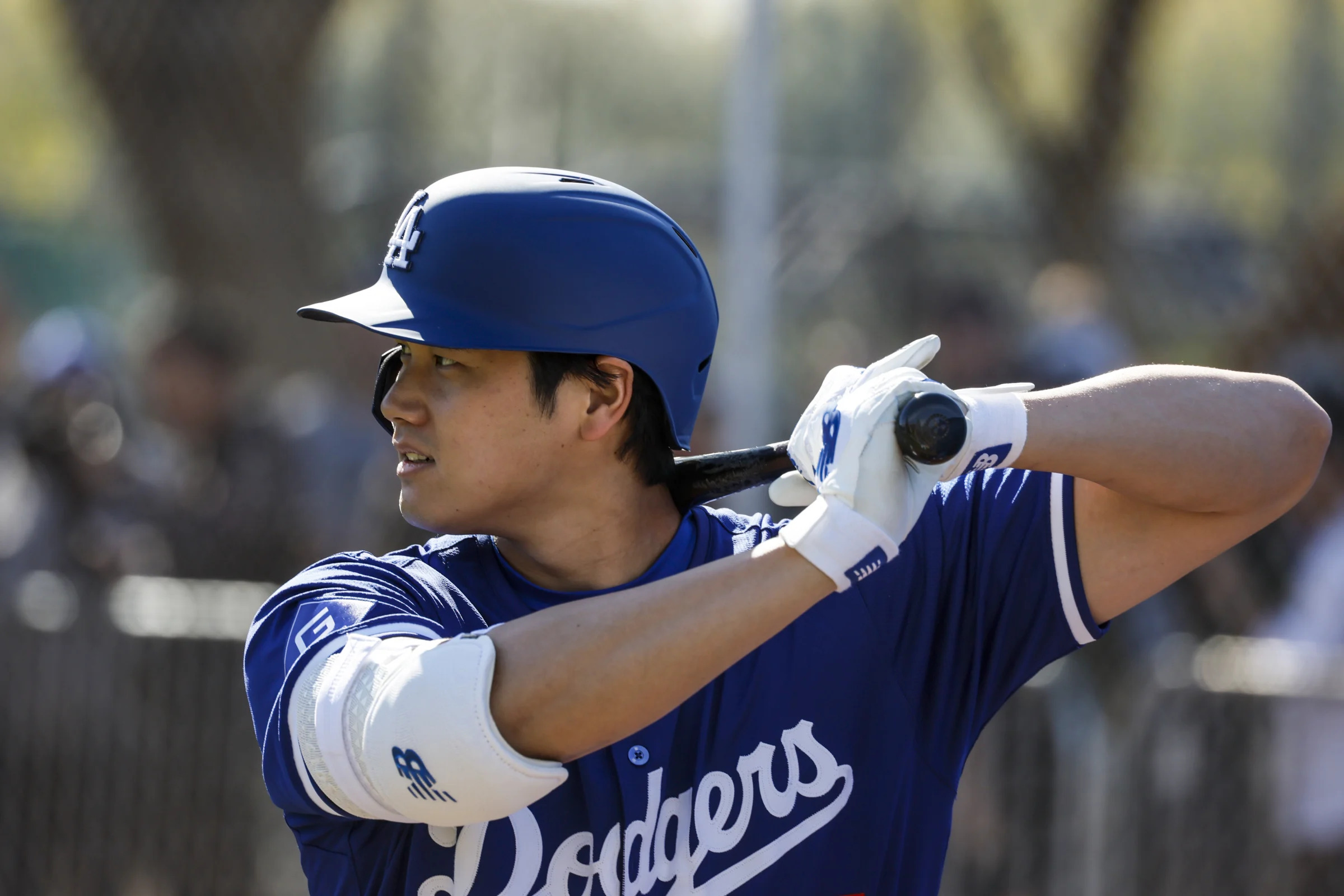 Shohei Ohtani underwent elbow surgery in September, and is working to be ready to go for the Dodgers’ season opener on March 20 in South Korea.