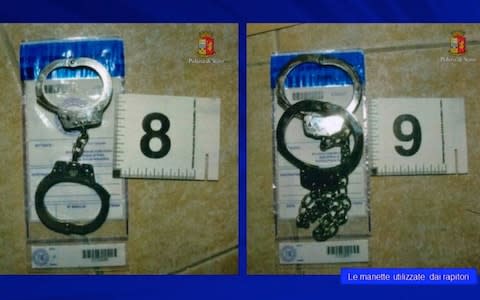 Pictures of the handcuffs supplied by Italian police - Credit:  Polizia Di Stato