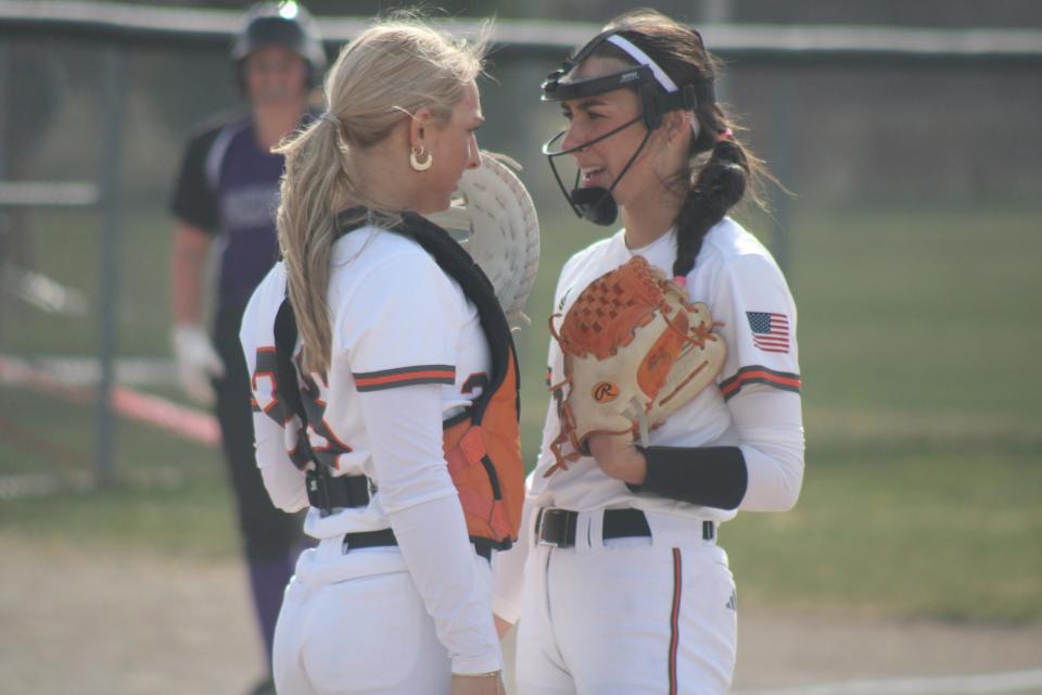 Cheboygan senior catcher-pitcher duo Marley Couture (left) and Libby VanFleet have been on the varsity together since their freshman seasons.
