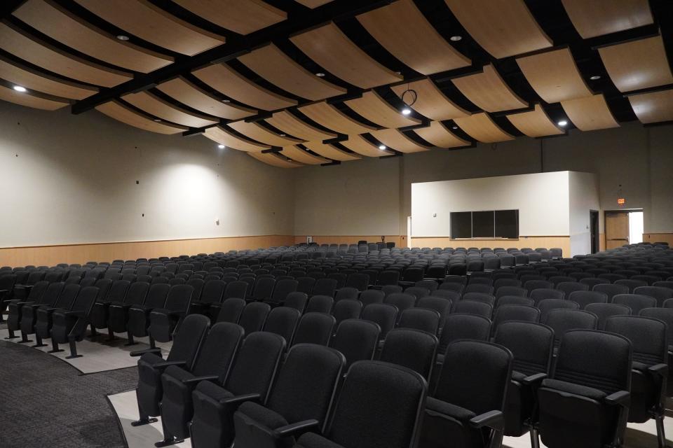 Auditorium of the renovated Benjamin Franklin Middle School in Bristol Township. School is scheduled to reopen on March 6, 2023.