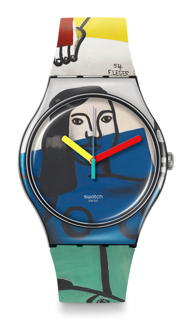 Swatch X Tate Leger’s Two Women Holding Flowers Watch (Image: Provided)