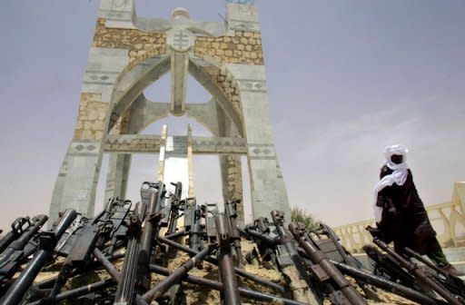 Timbuktu's "Flame of Peace" monument, built in 1995 with the weapons of the Tuareg rebellion. A new group of about 500 men who do not want to see northern Mali secede has taken over the city