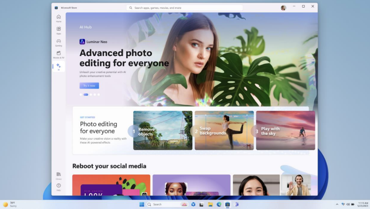  Microsoft Store AI hub on Windows 11 