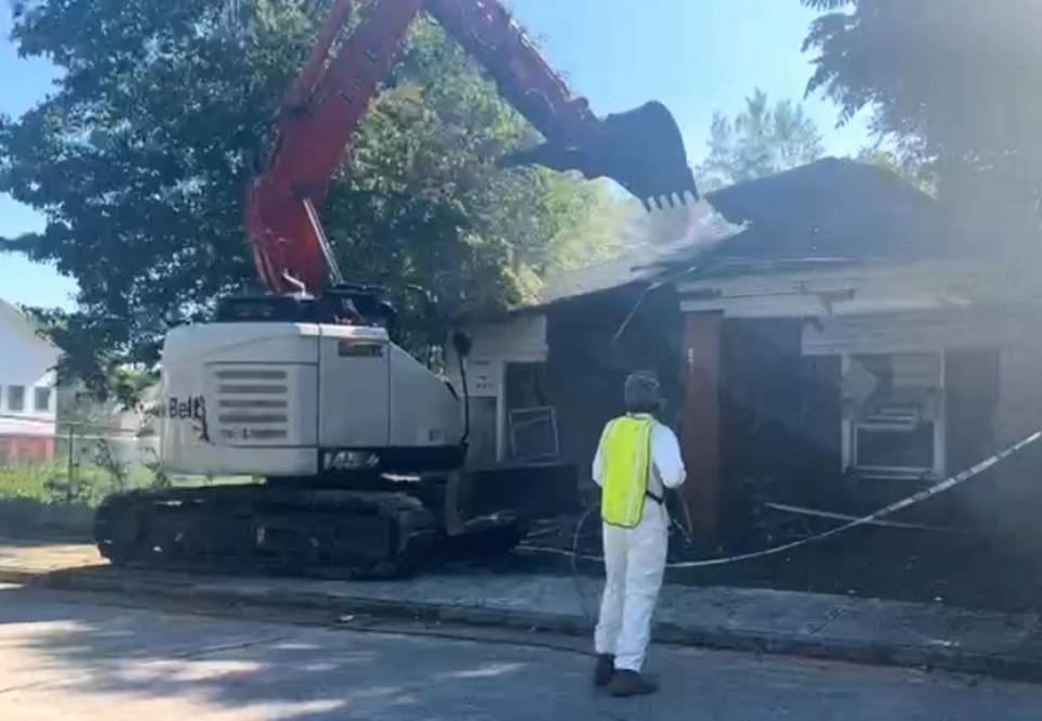 Macon-Bibb County demolished an abandoned home located on Holt Avenue on Wednesday. Coutesy Macon-Bibb County