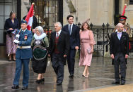 <p>LONDON, ENGLAND - MAY 06: (L-R) Jeremy Hansen, Mary Simon, Governor-General of Canada, Whit Fraser, Justin Trudeau, Prime Minister of Canada and Sophie Grégoire Trudeau arrive at the Coronation of King Charles III and Queen Camilla on May 06, 2023 in London, England. The Coronation of Charles III and his wife, Camilla, as King and Queen of the United Kingdom of Great Britain and Northern Ireland, and the other Commonwealth realms takes place at Westminster Abbey today. Charles acceded to the throne on 8 September 2022, upon the death of his mother, Elizabeth II. (Photo by Stuart C. Wilson/Getty Images)</p> 
