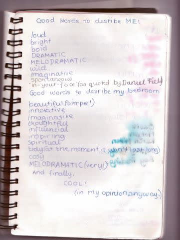 <p>Courtesy of HarperCollins</p> Amy described herself in a handwritten list, which is included in the new book.