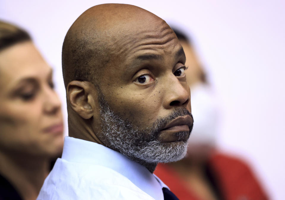 Lamar Johnson listens to testimony during the third day of his wrongful conviction hearing in St. Louis on Wednesday, Dec. 14, 2022. (David Carson/St. Louis Post-Dispatch via AP, Pool)