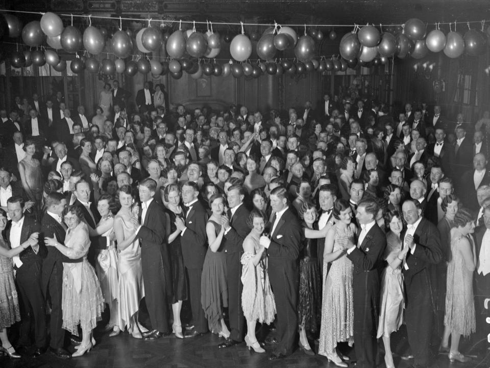 Guests dancing in the ballroom aboard Cunard liner Berengaria.