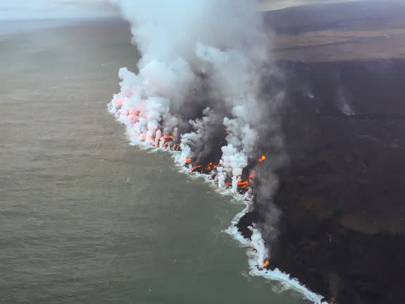 Lava from Fissure 8 meeting the ocean earlier in August.