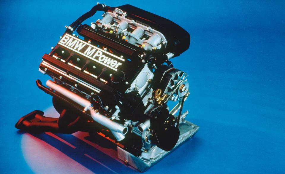 <p>The E30 M3 ground out 83 hp/liter at 6750 rpm from its 2.3-liter S14B23 four-cylinder. (BMW M3 engine pictured)</p>