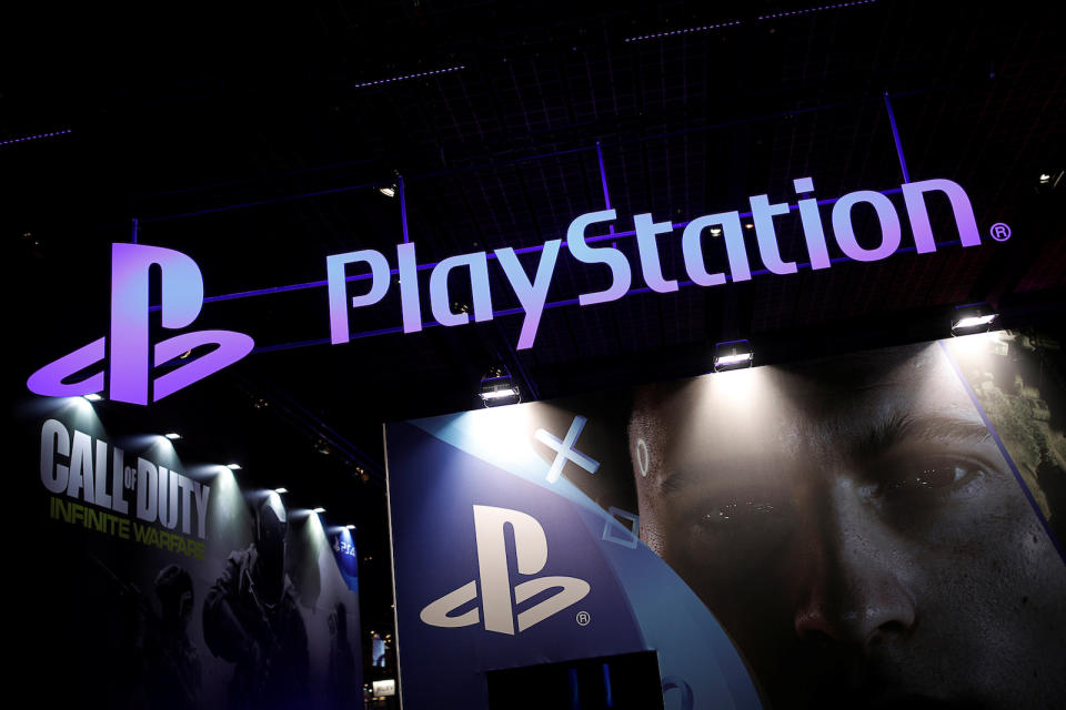 A Sony PlayStation video game logo is seen at the Paris Games Week, a trade fair for video games in Paris, France, October 26, 2016. REUTERS/Benoit Tessier - S1AEUJGUDFAA