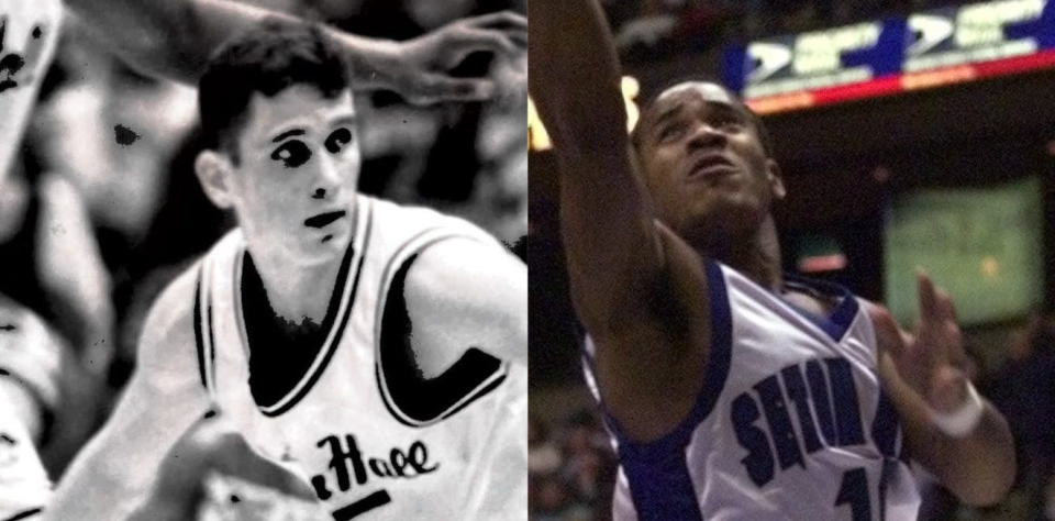 Dan Hurley and Shaheen Holloway during their playing days at Seton Hall