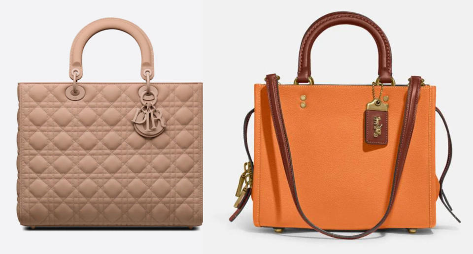 Die Coach Rogue 25 kommt von der Form und Größe der mittelgroßen Lady Dior Tasche am nächsten (Bilder: Dior, Coach)