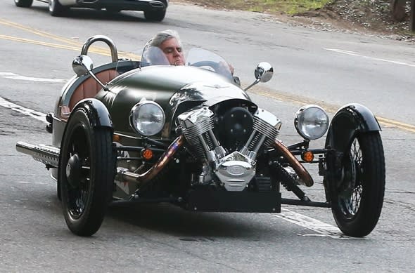 Jay Leno takes British fighter plane-inspired car for a spin