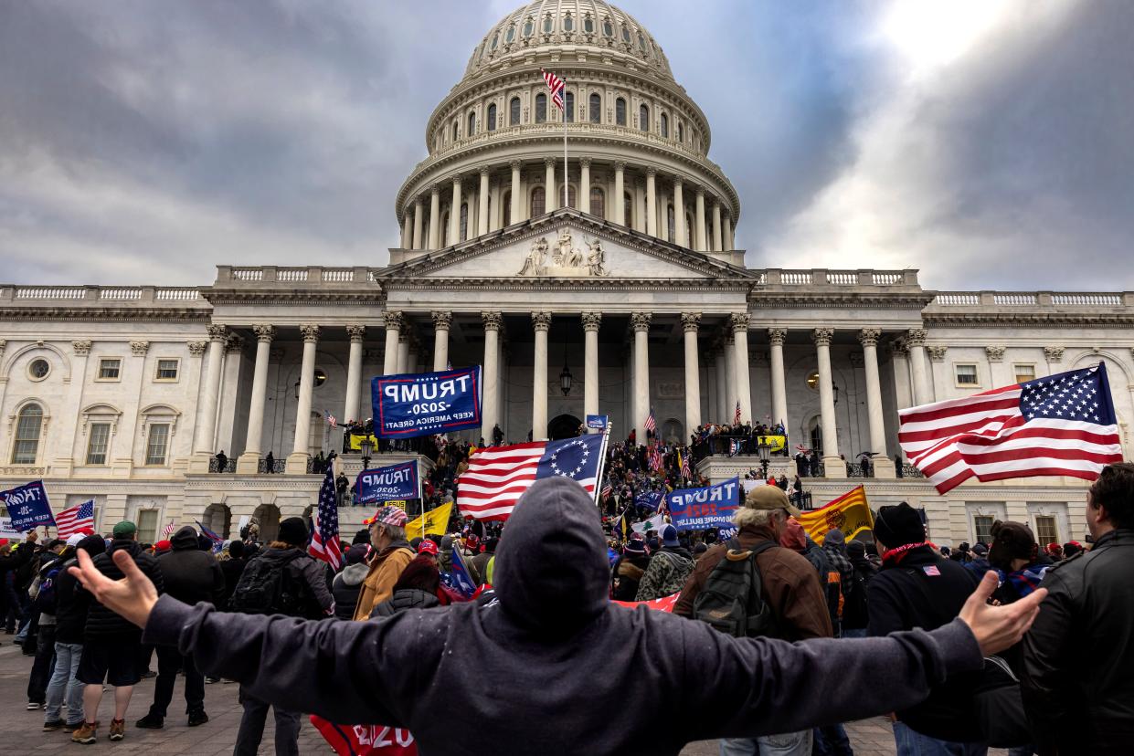 Trump supporters gather outside the Capitol during an insurrectionist attack on the U.S. Capitol on Jan. 6. (Photo: Brent Stirton via Getty Images)