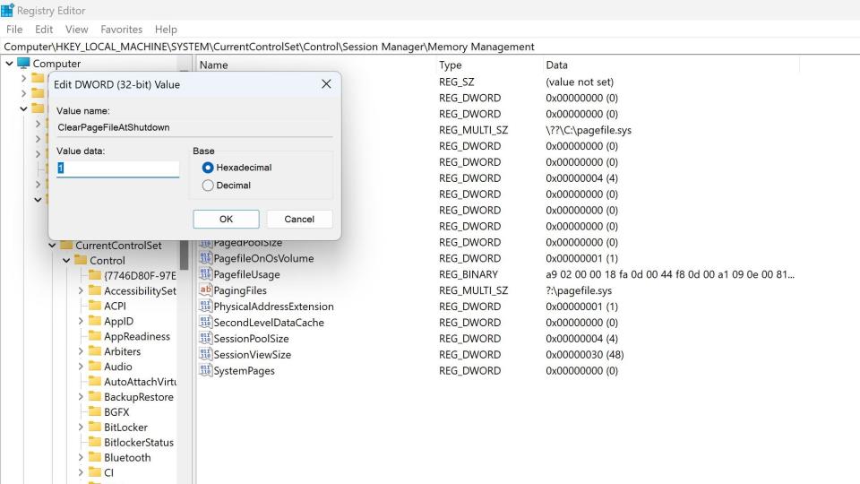 Image of Regedit Memory Management