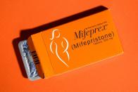 FILE PHOTO: A pack of Mifeprex pills, used to terminate early pregnancies, is displayed in this picture illustration