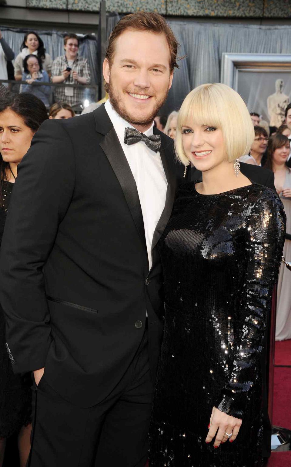 Chris Pratt and Anna Faris arrive at the 84th Annual Academy Awards held at the Hollywood & Highland Center on February 26, 2012 in Hollywood, California