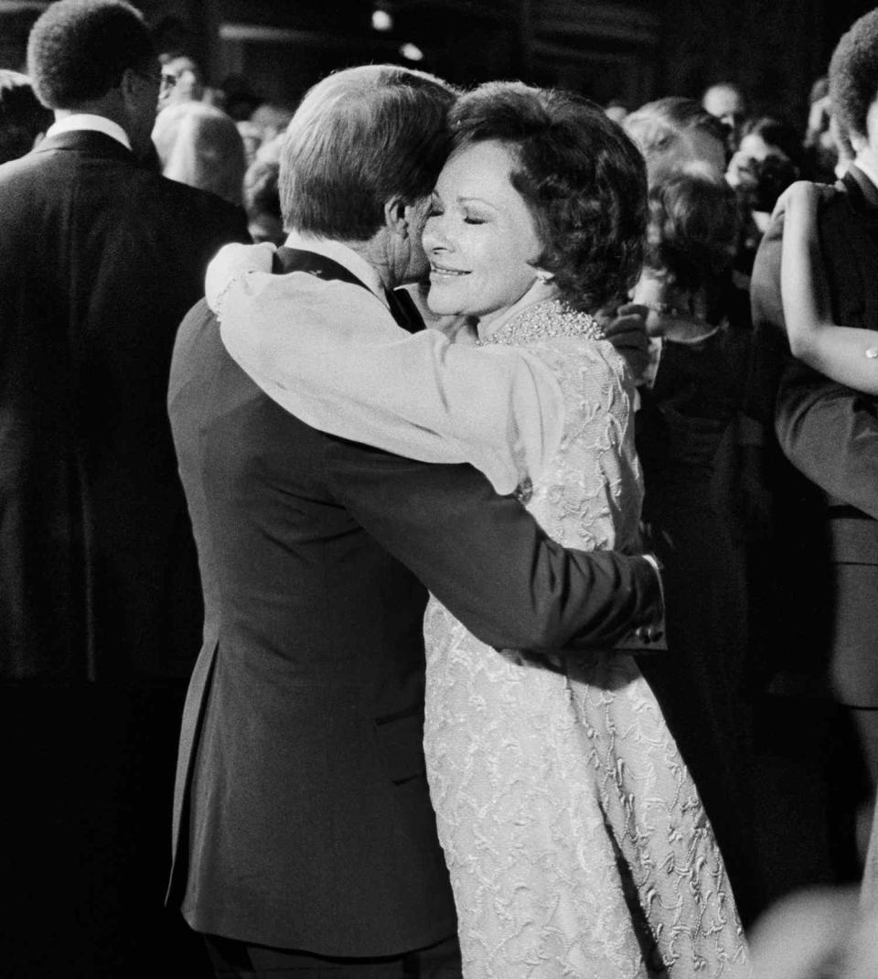 U.S President Jimmy Carter and U.S. First Lady Rosalynn Carter dancing at an Inaugural Ball, Washington, D.C., USA, Marion S. Trikosko, January 20, 1977