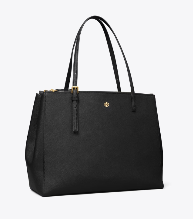 Tory Burch Emerson Large Double Zip Tote in Black
