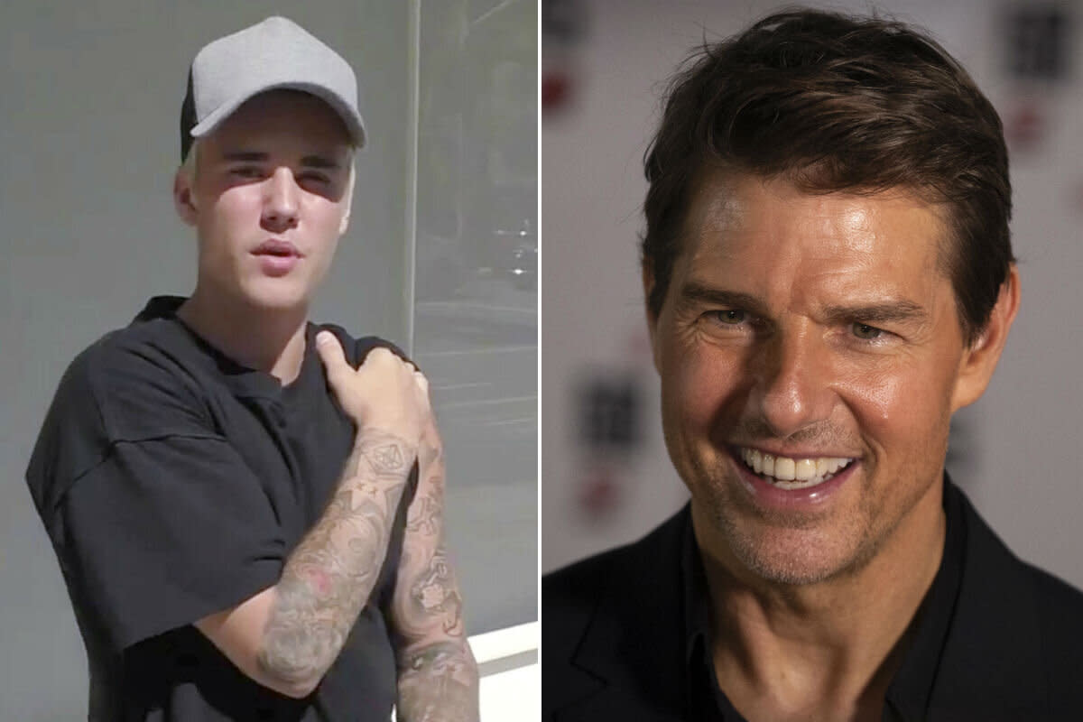 Justin Bieber and Tom Cruise (Credit: AP)