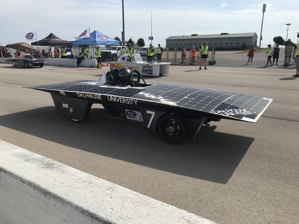 Noah Bugden is seen driving the car in last year's Formula Sun Grand Prix held in Topeka, Kan. (Submitted by Michelle Yee)