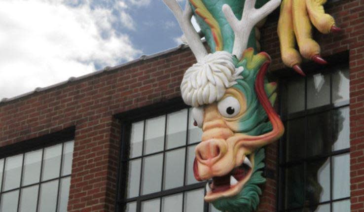 A huge dragon, "Nori," adorns The Providence Children's Museum that was recently affected by a ransomware attack.