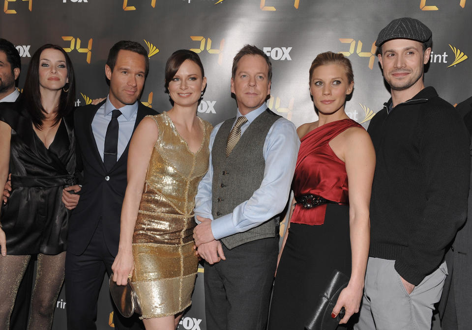 Annie Wersching, Chris Diamantopoulos, Mary Lynn Rajskub, Kiefer Sutherland, Katee Sackhoff and Freddie Prinze Jr. attend the "24" Season 8 premiere