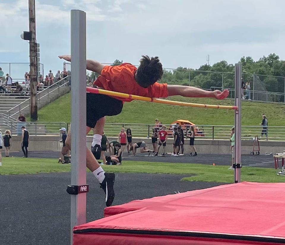 Jason Torres of Sturgis finished fourth in the high jump at the MegaStar Meet.